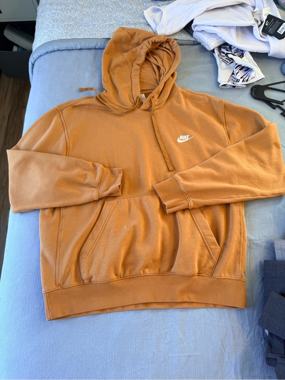 Nike Rust Brown Pullover Hoodie with White Logo